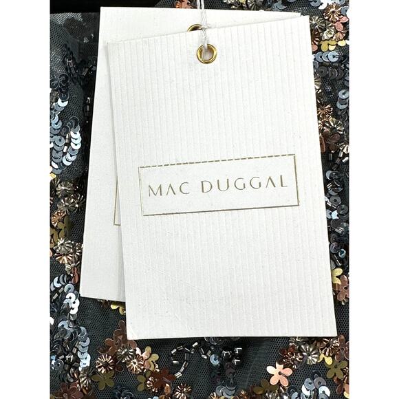 Mac Duggal Charcoal Embellished Illusion High Neck L/S A Line Gown [ 24 ]‎ - Picture 12 of 13